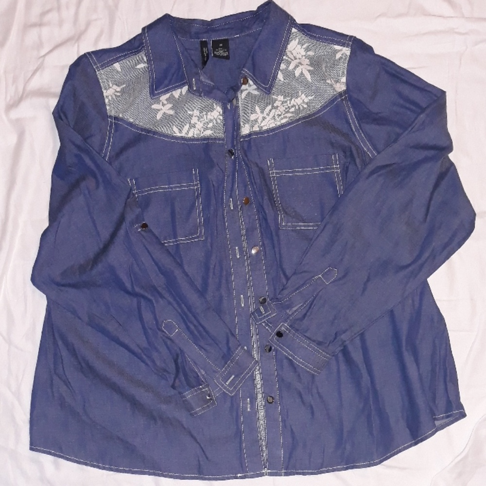 New Directions Western Style Button Down Shirt